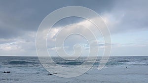 Bad weather on the horizon of the sea | Fixed shot of the sea of the atlantic ocean in bad weather in Tenerife