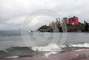 Bad weather over the Marquette Harbor Lighthouse, Michigan, USA