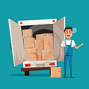 Bad worker. Cartoon vector illustration. Relocation. Moving service