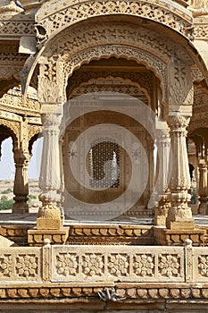 Bada Bagh Cenotaphs, Graves of the Maharajas in Jaisalmer, Rajastan, India photo