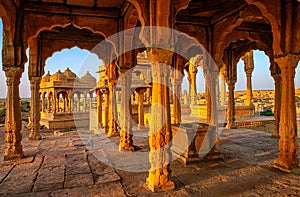 Bada Bagh tombs in Jaisalmer, Rajasthan, India photo