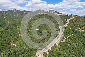 Badaling Great Wall of China aerial drone view