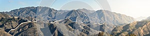 Badaling, panorama of the great Chinese wall built by hand in the mountains, wonder of the world