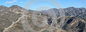 Badaling, panorama of the great Chinese wall built by hand in the mountains, wonder of the world