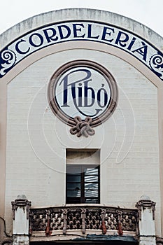 Badalona, Spain - August 10, 2020. Cordeleria can RibÃ³ facade, modernist style dating from 1926 by Luis Bru