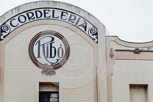 Badalona, Spain - August 10, 2020. Cordeleria can RibÃ³ facade, modernist style dating from 1926 by Luis Bru