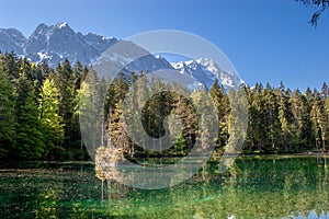 The Badersee and the Zugspitze in Bavaria