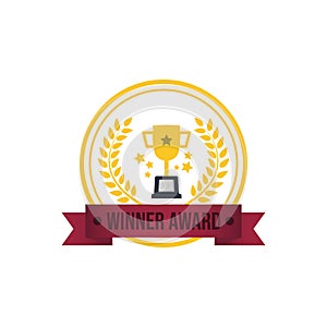 Badge award vector image. Golden award winner emblem vector design