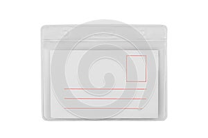 Badge blank plastic empty security. Space for text on a white background