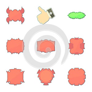 Badge for buyer icons set, cartoon style