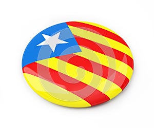 Badge Catalan nationalist flag on a white background 3D illustration, 3D rendering