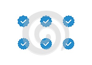 Badge check icon. Verify stamp vector