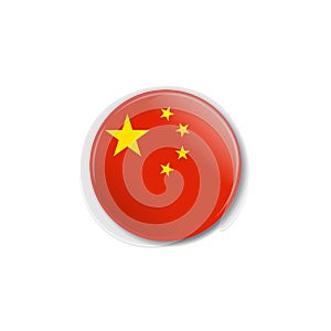 Badge with China flag. Vector illustration.