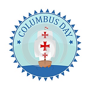 Badge for Christopher Columbus Day with caravel photo