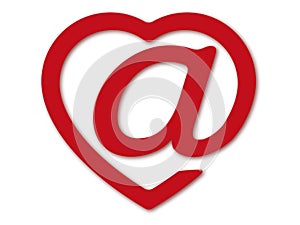 The badge of e-mail stylised under heart