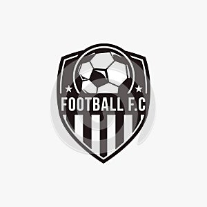 Badge emblem Football soccer sport team club logo with shield and ball concept icon vector