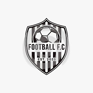 Badge emblem Football soccer sport team club logo with shield and ball concept icon vector