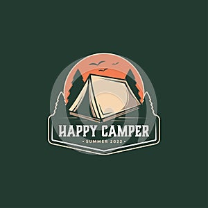 Badge emblem outdoor adventure camping logo vector illustrations template