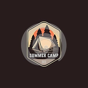 Badge emblem outdoor adventure camping logo vector illustrations template