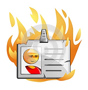 Badge in flame