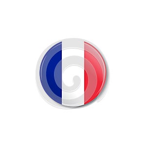 Badge with French flag. Vector illustration.