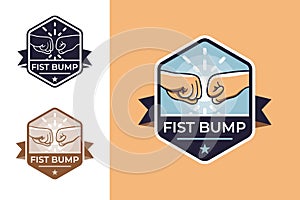 Badge for friendship with fist bump.