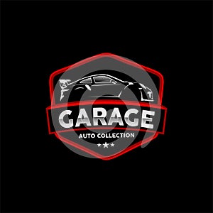 Badge garage auto repair and restoration logo vector