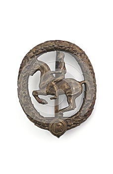 Badge of horseman (army cavalry) in bronze.