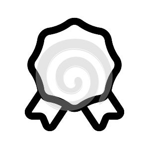 Badge icon line isolated on white background. Black flat thin icon on modern outline style. Linear symbol and editable stroke.