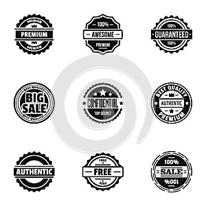 Badge icons set, simple style