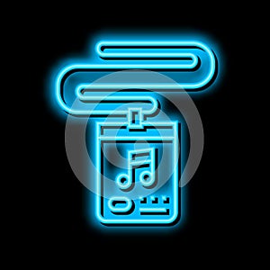 badge of music festival participant neon glow icon illustration