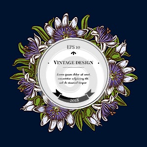 Badge over design with passion flower