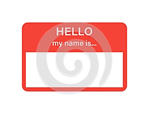 Badge or register vector isolated sticker hello my name is in trendy flat style on white background photo