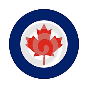 Badge round of Canadian Air force flag vector illustration isolated. Proud military symbol of Canada aviation.