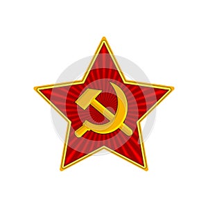 Badge of Soviet Union Red Star. Symbol of the USSR army. Vector. Isolated on white background.