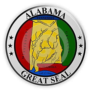 Badge US State Seal Alabama 3d illustration