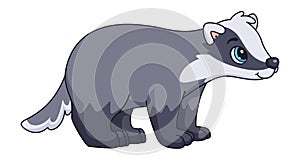 Badger in cartoon style. Cute character. Forest animal
