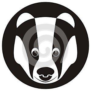 Badger head, animal, face, black and white.eps