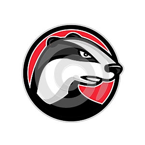 Badger Head Circle Mascot