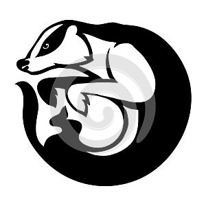 Badger logo design in circle, vector graphics