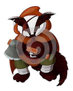 Badger rogue, the forest outlaw thug with axe and eye patch