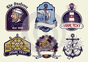 Badges design collection nautical in vintage look photo
