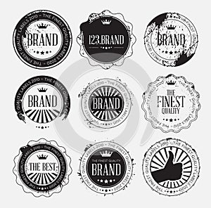 Badges and labels in grunge post stamp style