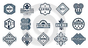 Badges and logos collection for different products and business, black and white premium best quality vector emblems set, classic