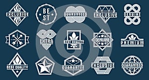 Badges and logos collection for different products and business, black and white premium best quality vector emblems set, classic