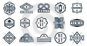 Badges and logos collection for different products and business, black and white premium best quality vector emblems set, classic