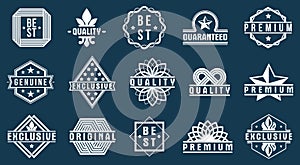 Badges and logos collection for different products and business, black and white premium best quality vector emblems set, classic