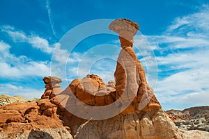 Badland and hoodoos at toadstool hoodoos site  Utah  USA