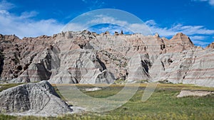 Badland national park during sunny summer. Badland landscape panorama South Dakota