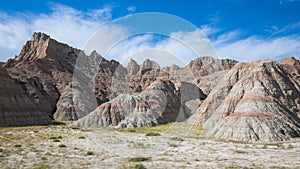 Badland national park during sunny summer. Badland landscape panorama South Dakota